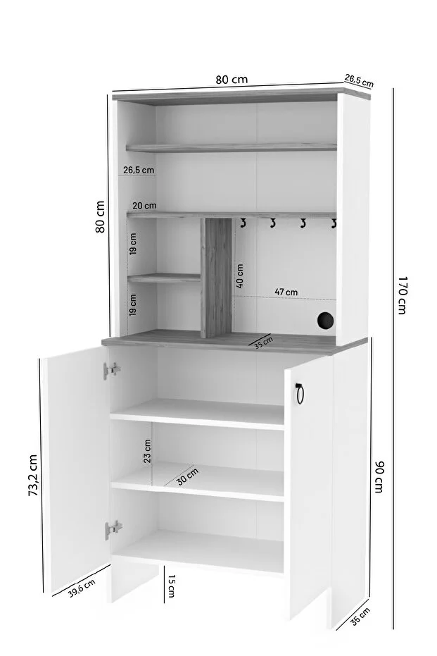 Kahve Köşesi İki Kapaklı Çok Amaçlı Dolap Mutfak Dolabı Erzak Dolabı Kiler Dolabı